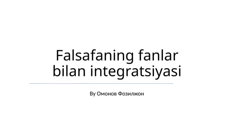 Falsafaning fanlar bilan integratsiyasi