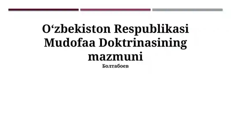 Mudofaa Doktrinasining Mazmuni