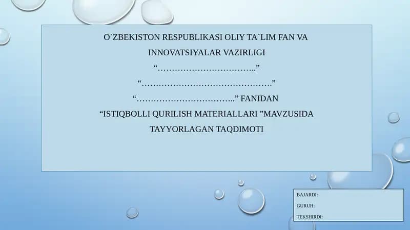 Istiqbolli qurilish materiallari