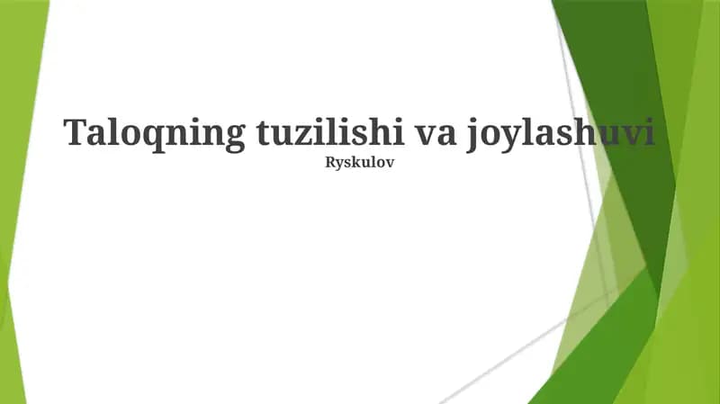 Taloqning tuzilishi va joylashuvi