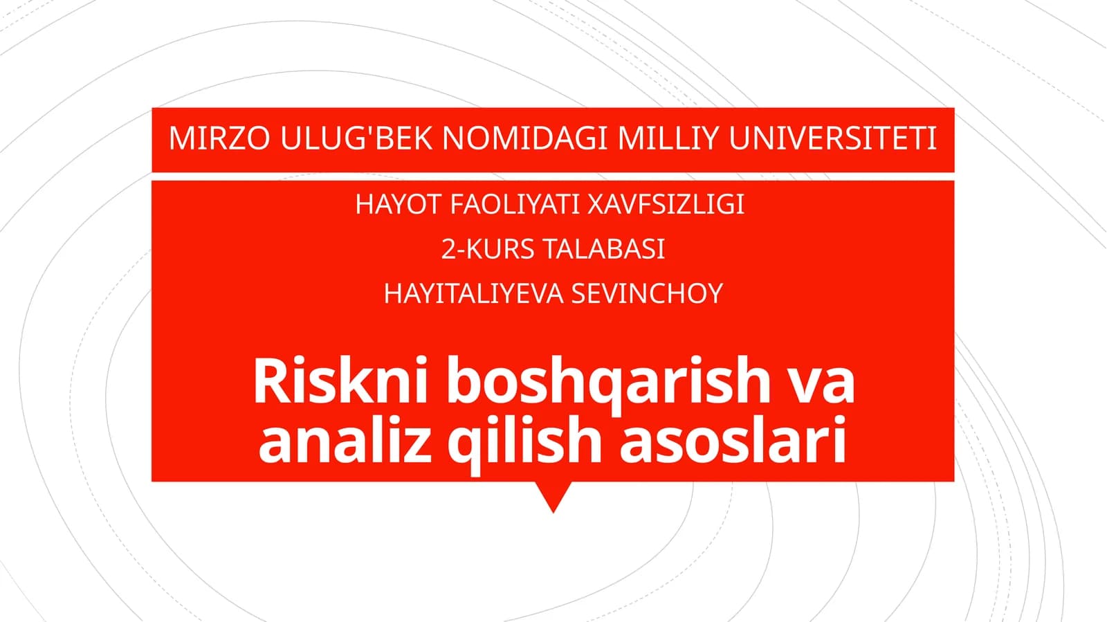 Riskni boshqarish va analiz qilish asoslari