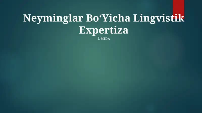 Neyminglar BoʻYicha Lingvistik Expertiza