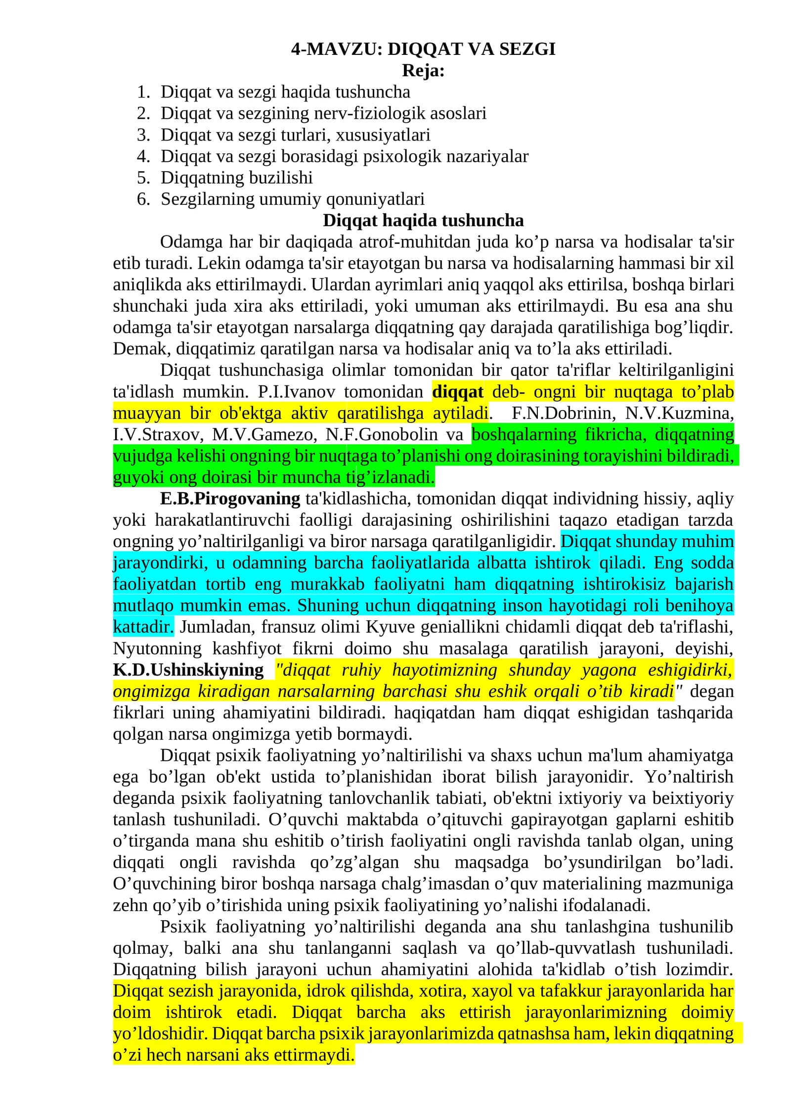 DIQQAT VA SEZGI