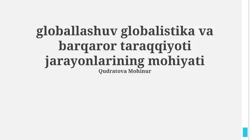 Barqaror rivojlanishning asosiy tamoyillari