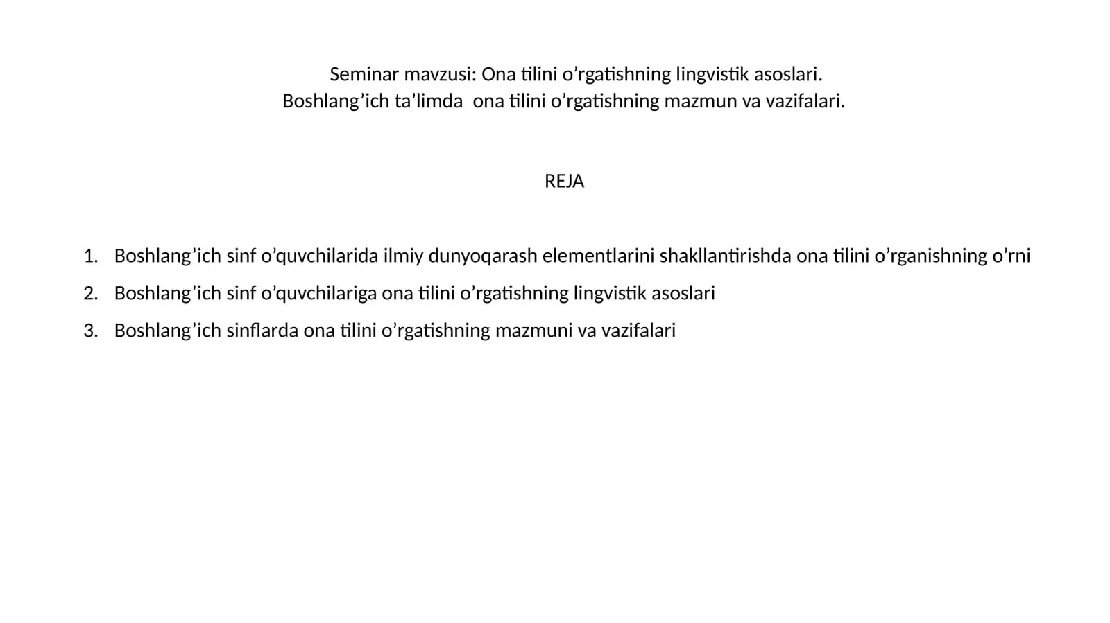 Оna tilini o’rgatishning lingvistik asoslari