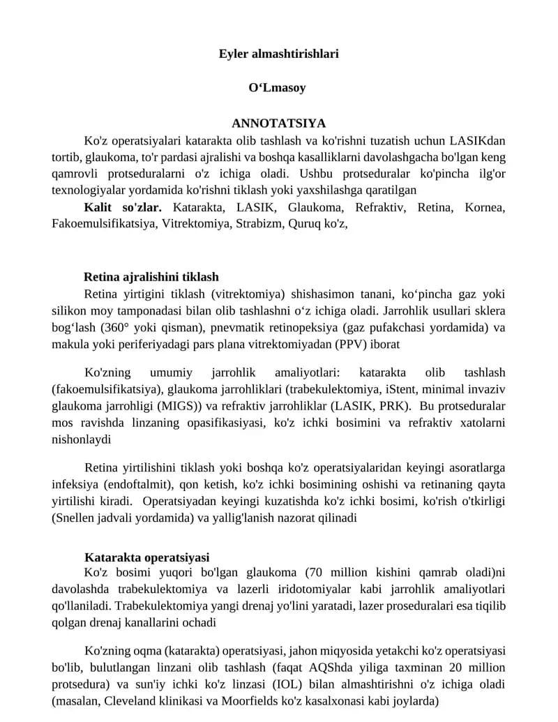 Retina yirtigini tiklash