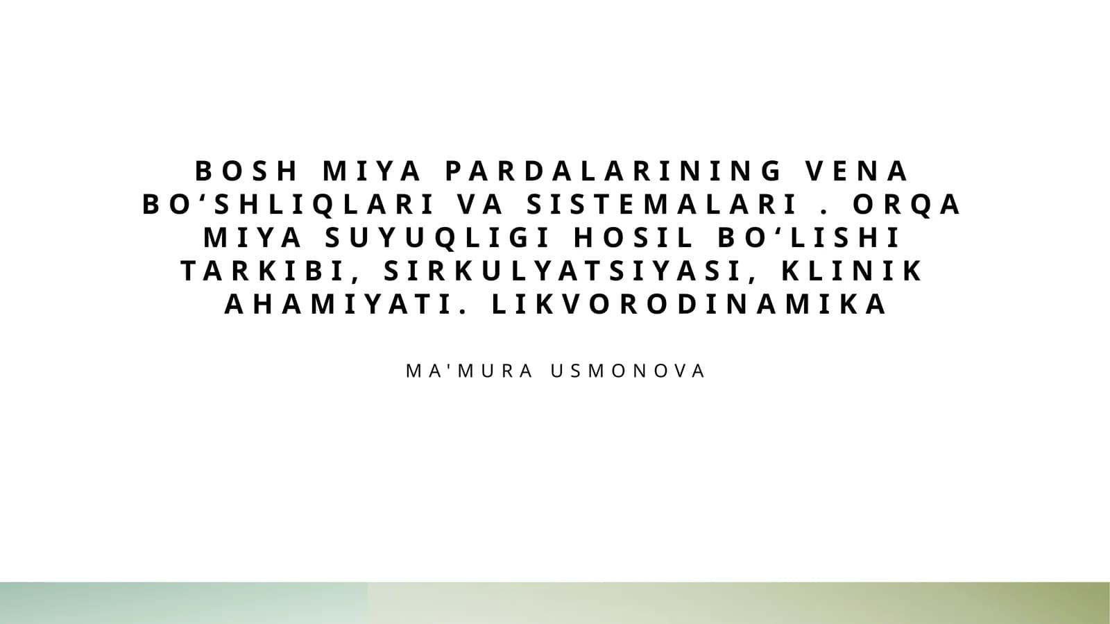 Bosh miya pardalarining vena boʻshliqlari va sistemalari