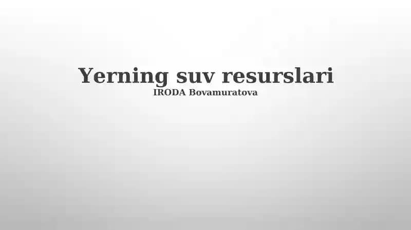 Yerning suv resurslari