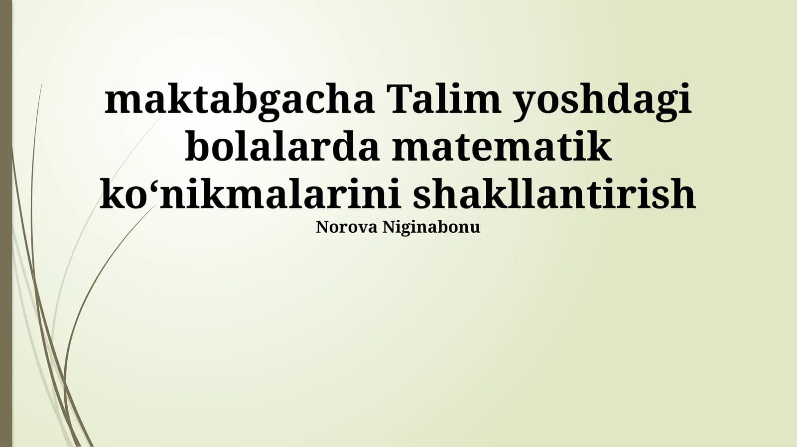 matematik koʻnikmalarini shakllantirish