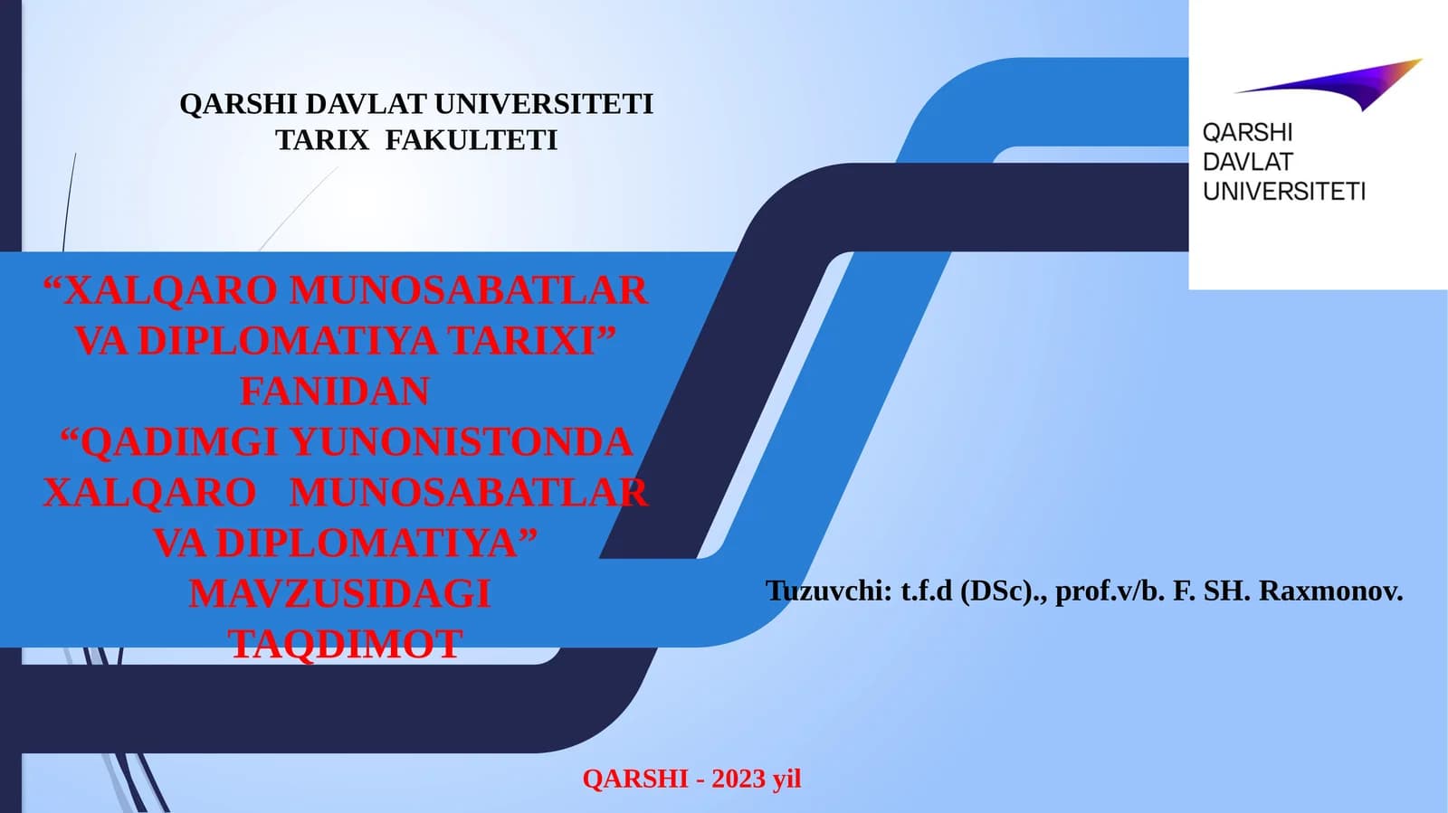 QADIMGI YUNONISTONDA XALQARO MUNOSABATLAR VA DIPLOMATIYA