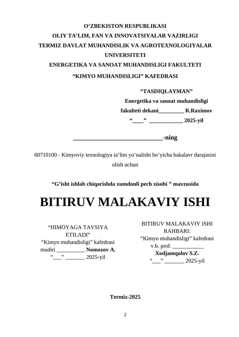 G’isht ishlab chiqarishda xumdonli pech xisobi