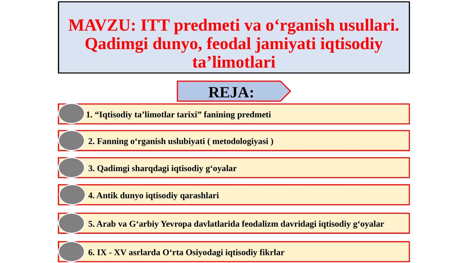 ITT predmeti va o‘rganish usullari. Qadimgi dunyo, feodal jamiyati iqtisodiy ta’limotlari