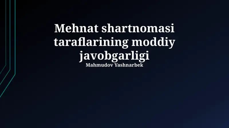 Ichki mehnat nizomlari va moddiy javobgarlik