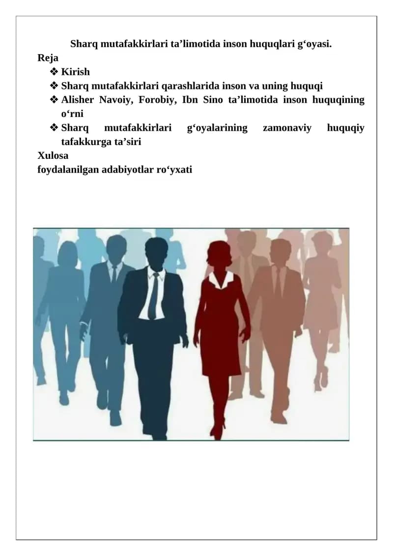Sharq mutafakkirlari ta’limotida inson huquqlari g‘oyasi