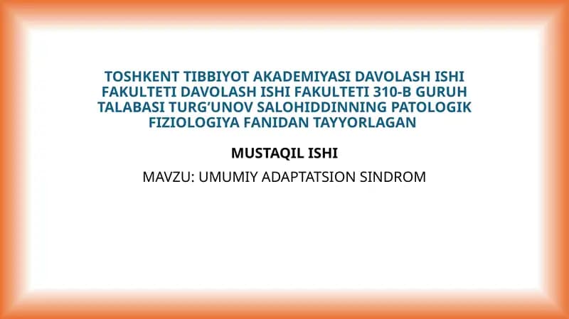 UMUMIY ADAPTATSION SINDROM