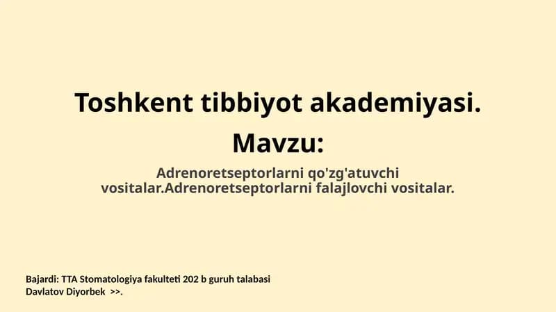 Adrenoretseptorlarni qo'zg'atuvchi vositalar