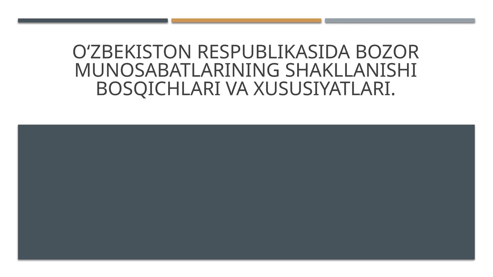 Oʻzbekiston respublikasida bozor munosabatlarining shakllanishi bosqichlari va xususiyatlari.