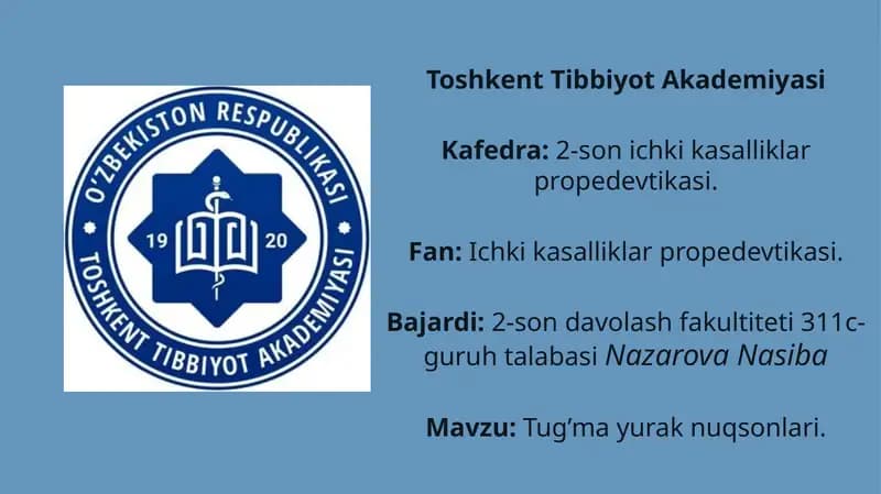 Tug’mayurak nuqsonlari