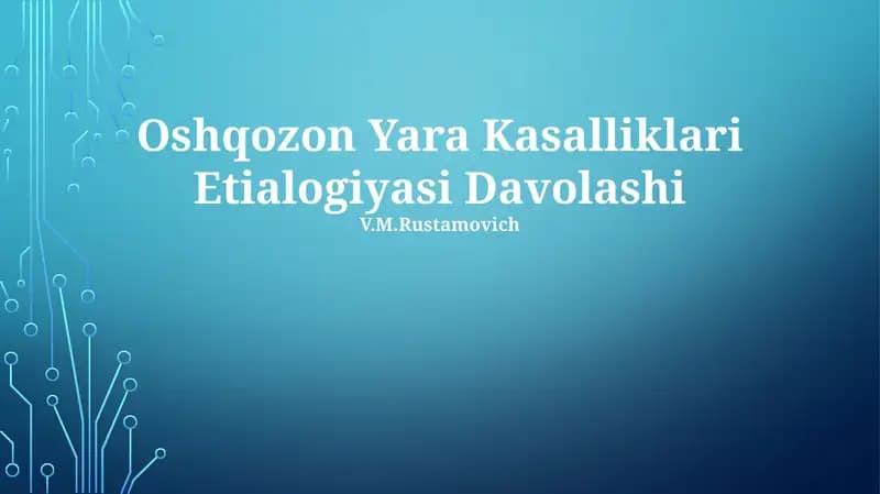 Oshqozon Yara Kasalliklari Etialogiyasi Davolashi