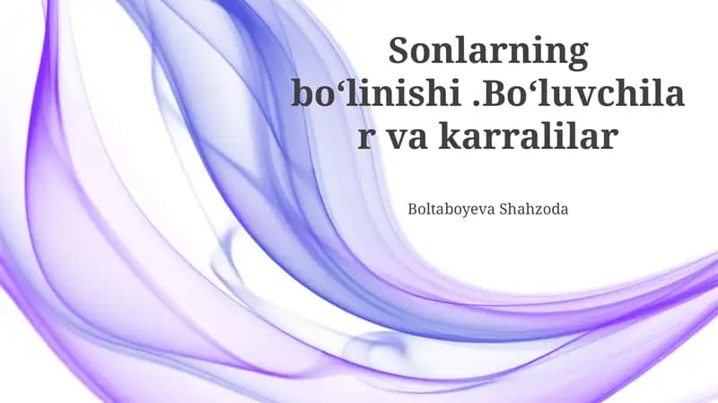 Sonlarning bo'linishi
