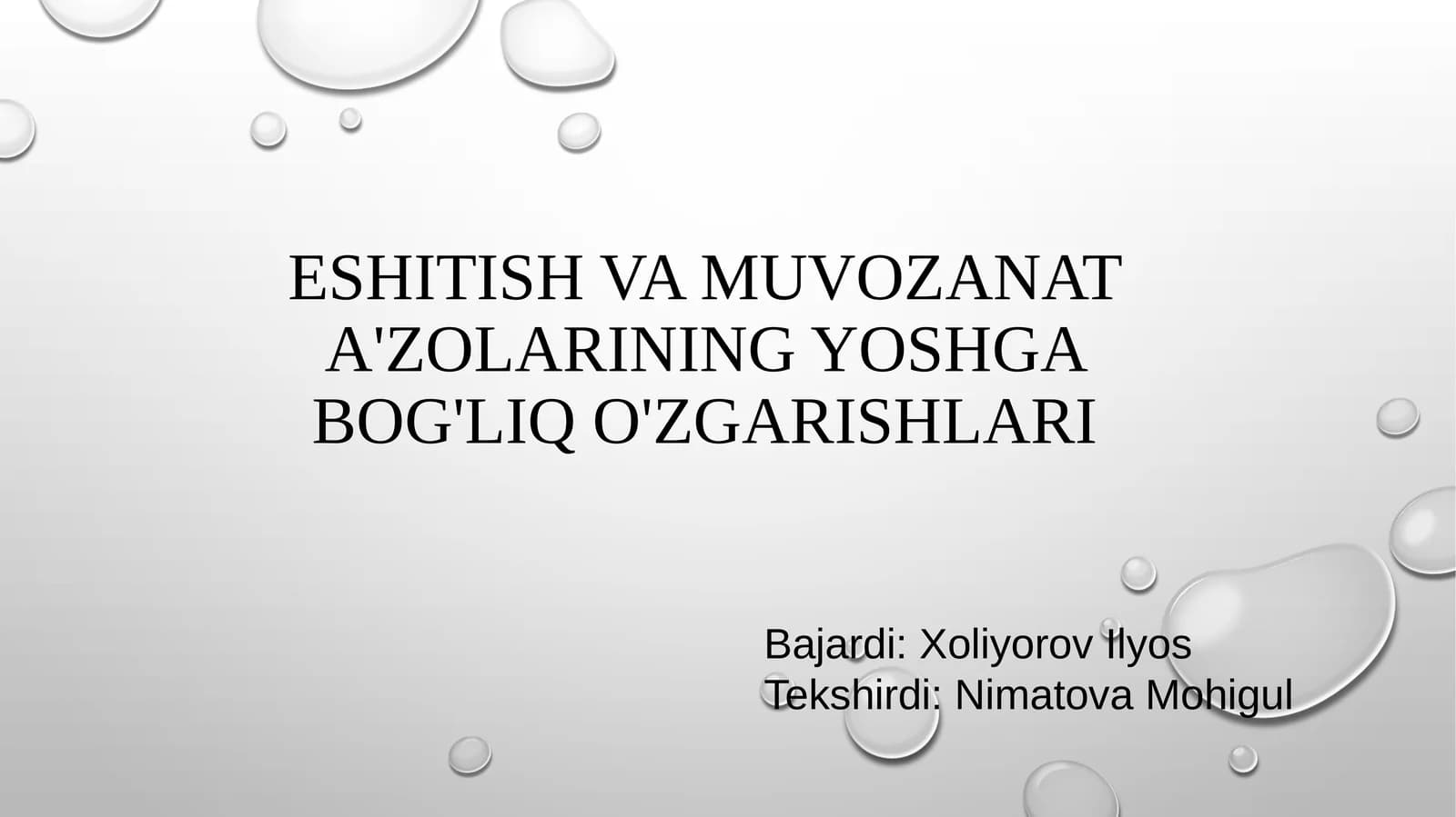 Eshitish va Muvozanat A'zolarining Yoshga Bog'liq O'zgarishlari