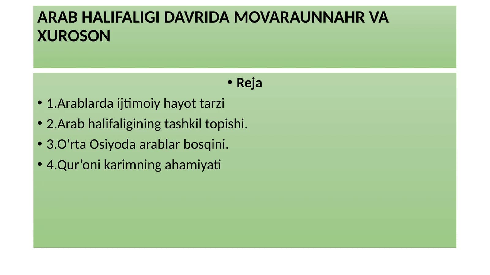 ARAB HALIFALIGI DAVRIDA MOVARAUNNAHR VA XUROSON