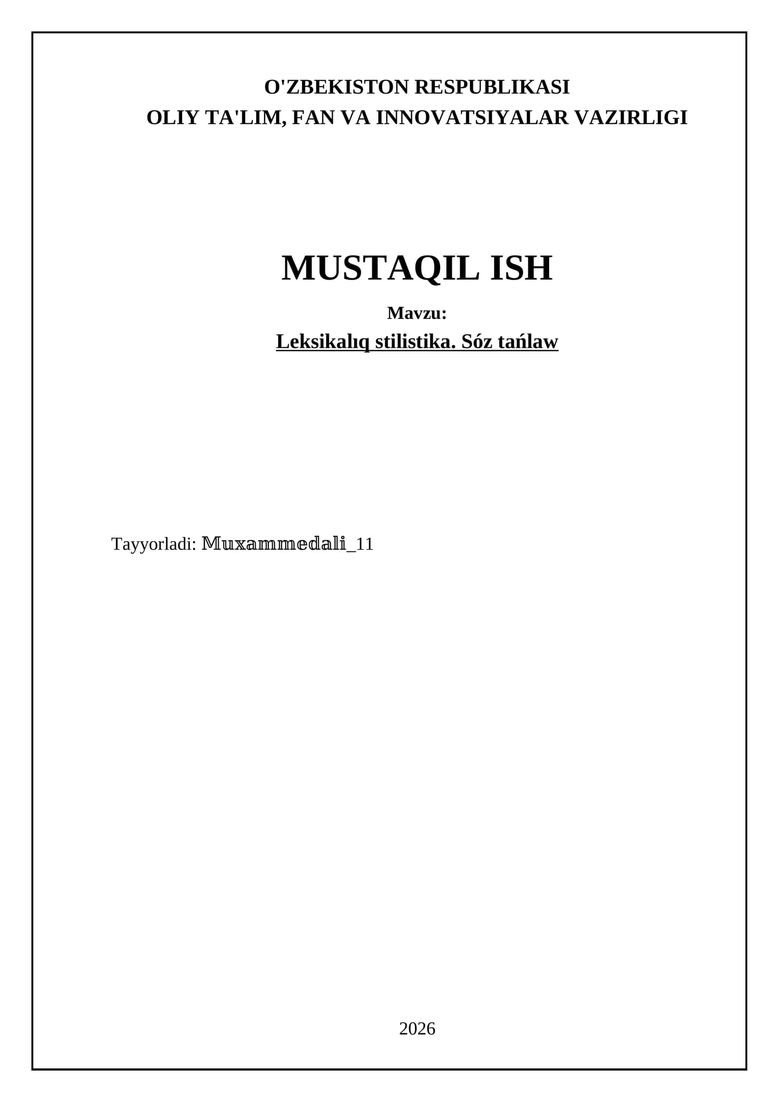 Leksikalıq stilistika. Sóz tańlaw