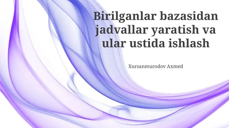Jadvallar bilan ishlash