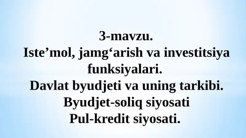 Iste’mol, jamg‘arish va investitsiya funksiyalari