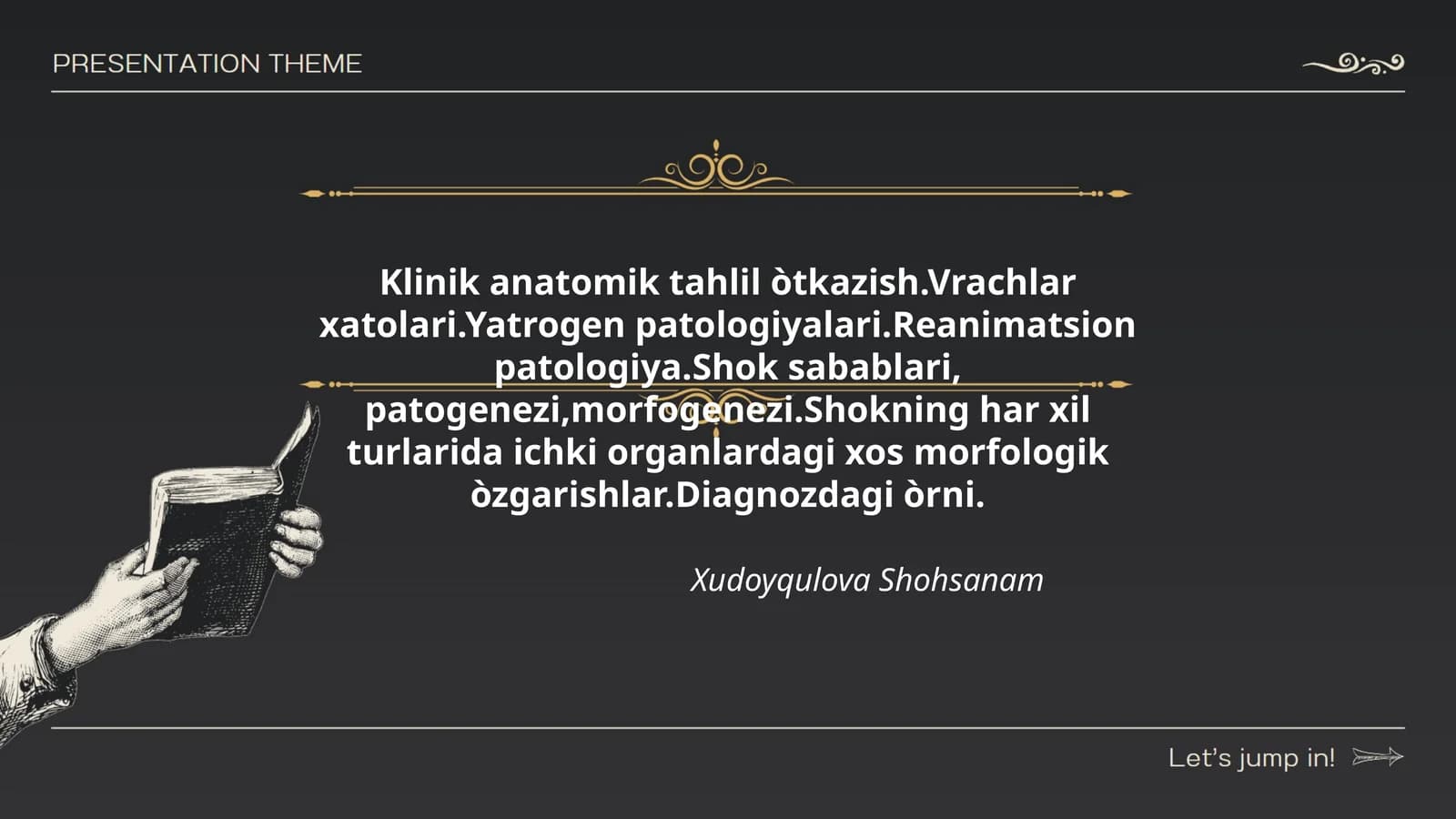 Klinik anatomik tahlil òtkazish.Vrachlar xatolari.Yatrogen patologiyalari.Reanimatsion patologiya.Shok sabablari, patogenezi,morfogenezi.Shokning har xil turlarida ichki organlardagi xos morfologik òzgarishlar.Diagnozdagi òrni