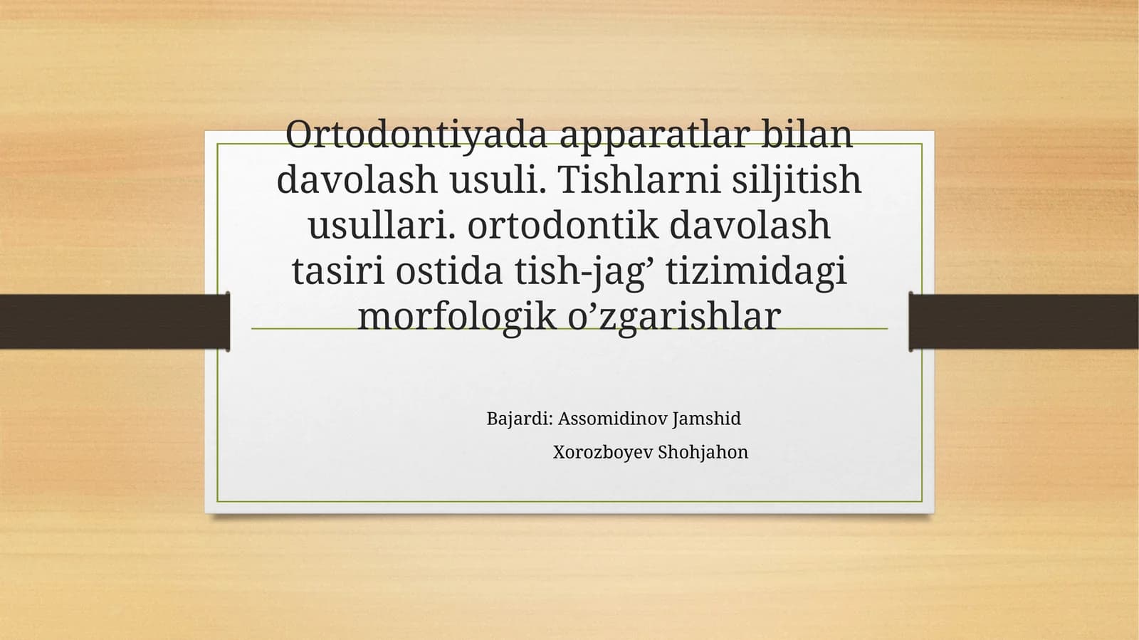 Ortodontiyada apparatlar bilan davolash usuli. Tishlarni siljitish usullari. ortodontik davolash ta'siri ostida tish-jag' tizimidagi morfologik o'zgarishlar