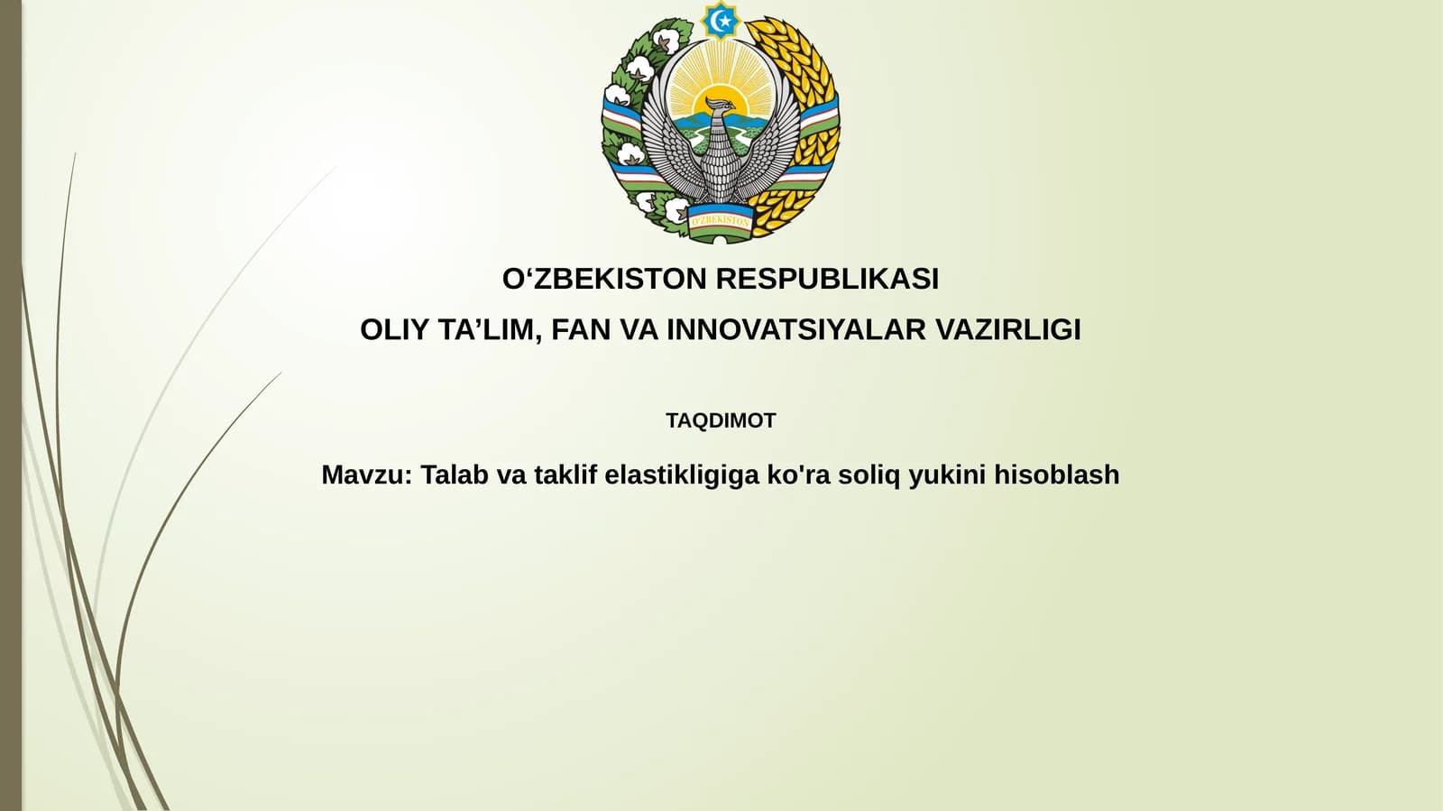 Talab va taklif elastikligi va soliq yukini hisoblash