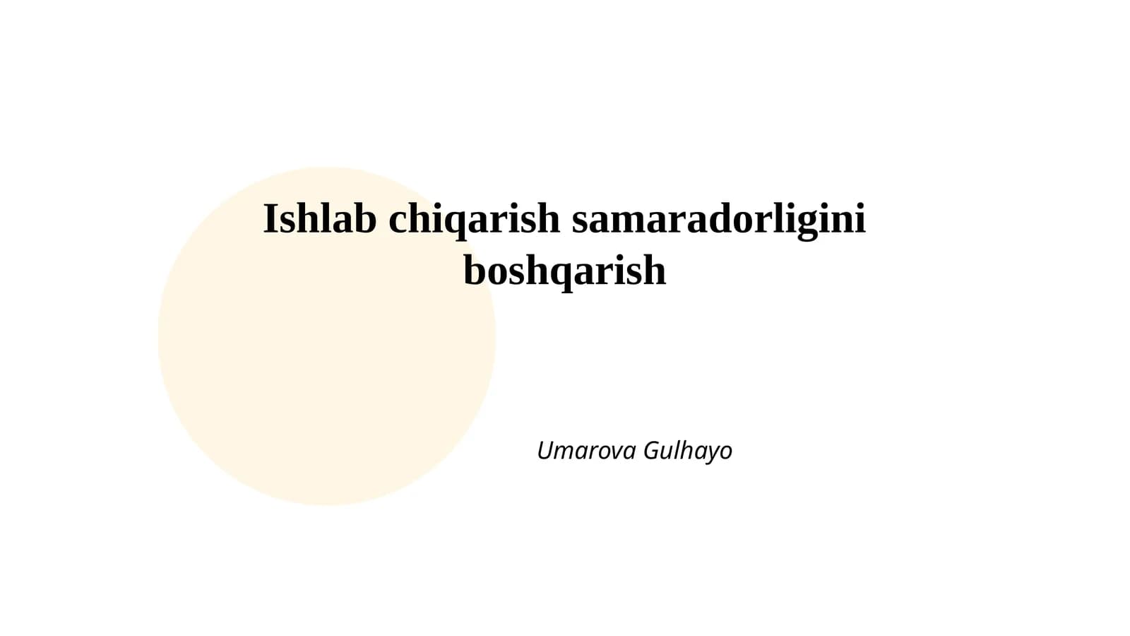 Ishlab chiqarish samaradorligini boshqarish