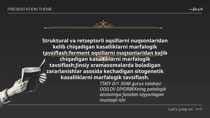 Struktural va retseptorli oqsillarni nuqsonlaridan kelib chiqadigan kasalliklarni marfalogik tavsiflash