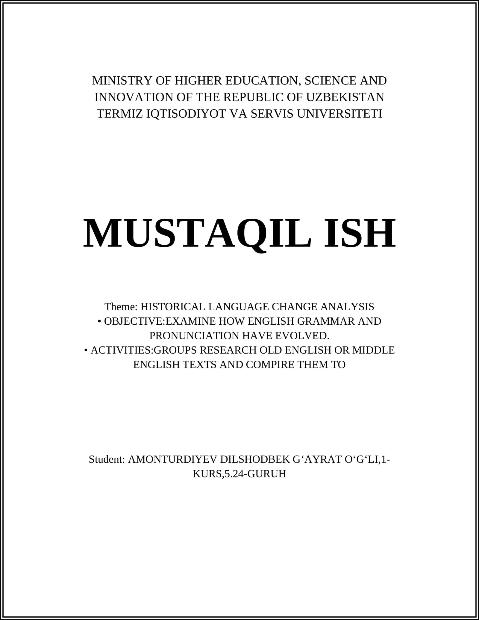 HISTORICAL LANGUAGE CHANGE ANALYSIS