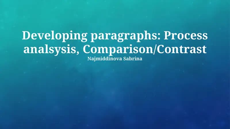Comparison/Contrast Paragraphs