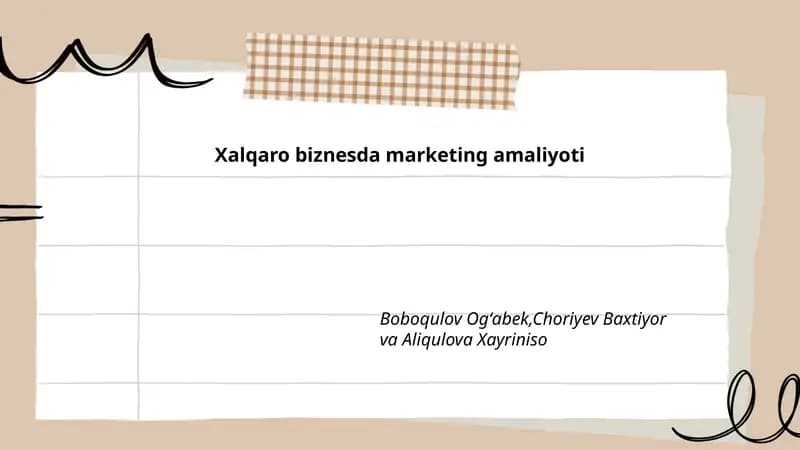 Xalqaro biznesda marketing amaliyoti