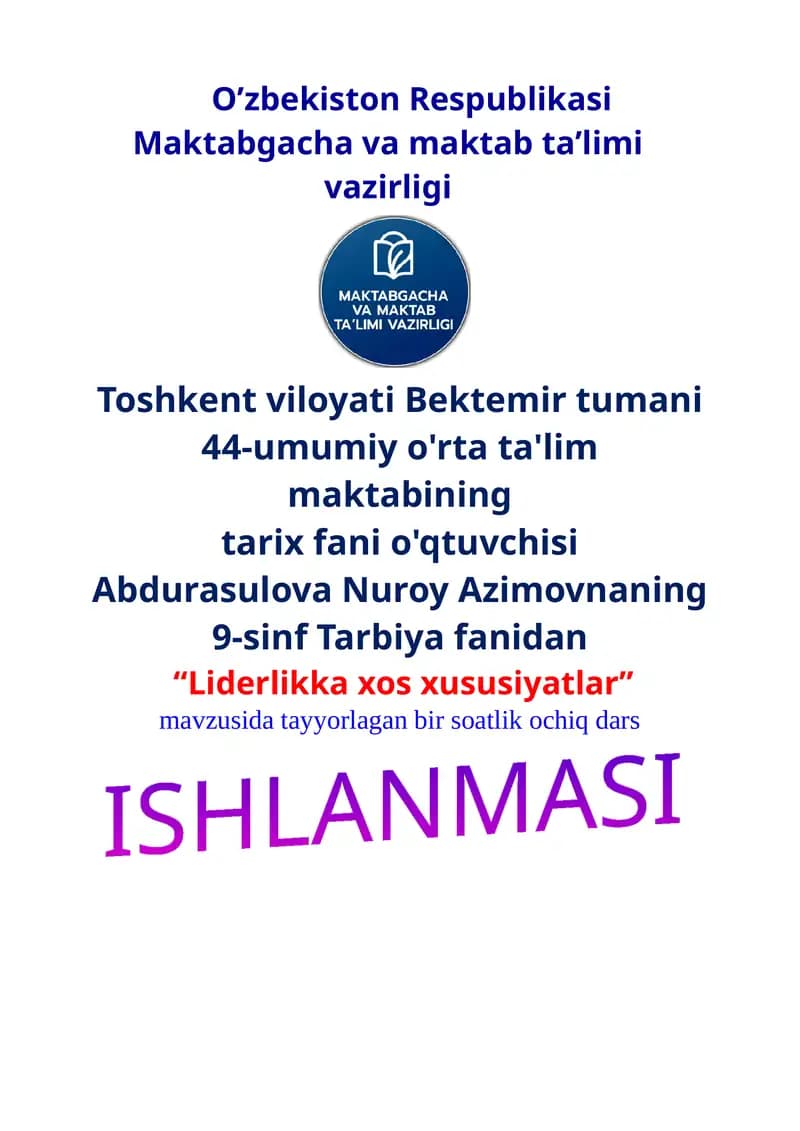 Dars ishlanma