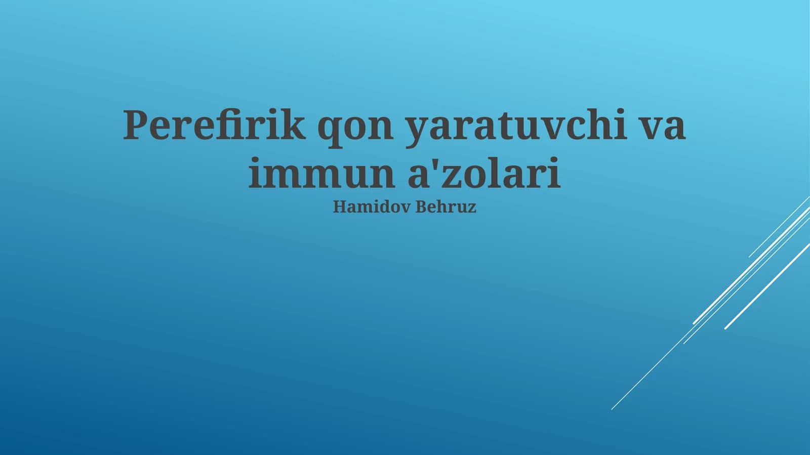 Perefirik qon yaratuvchi va immun a'zolari