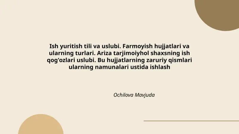 Ish yuritish tili va uslubi