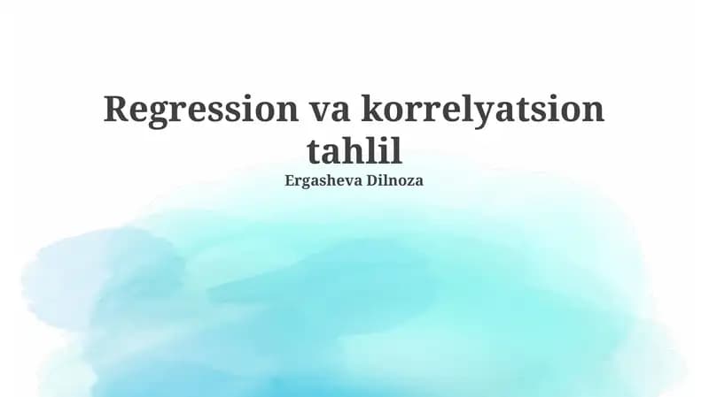 Regression va korrelyatsion tahlil