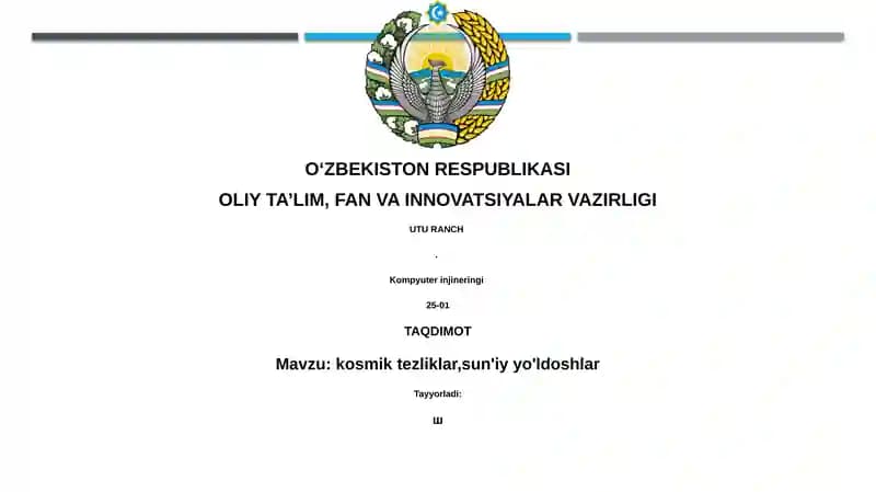 Kosmik tezliklar va sun'iy yo'ldoshlar