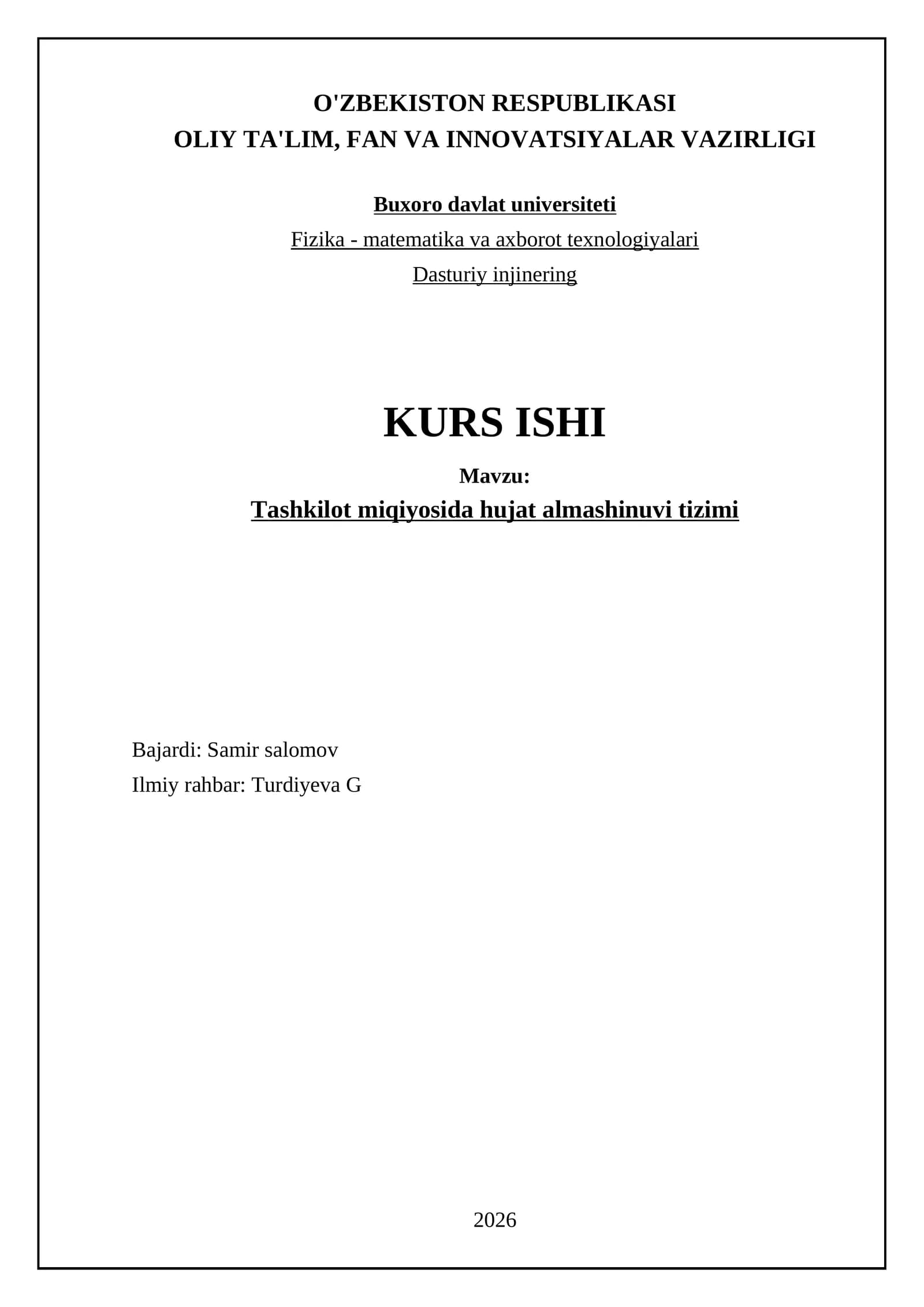 Tashkilot miqiyosida hujat almashinuvi tizimi