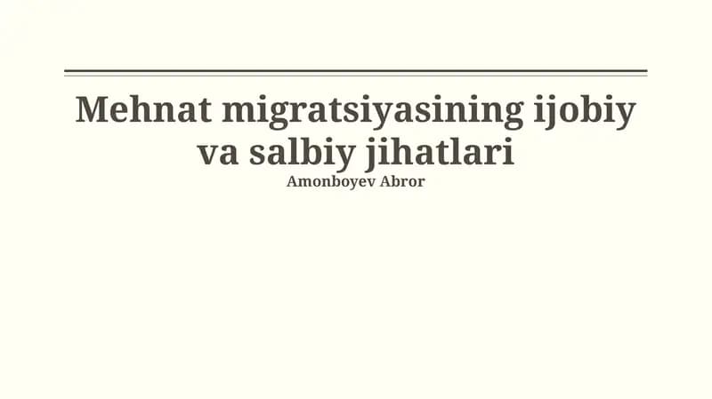 Migratsiya va madaniy almashinuv