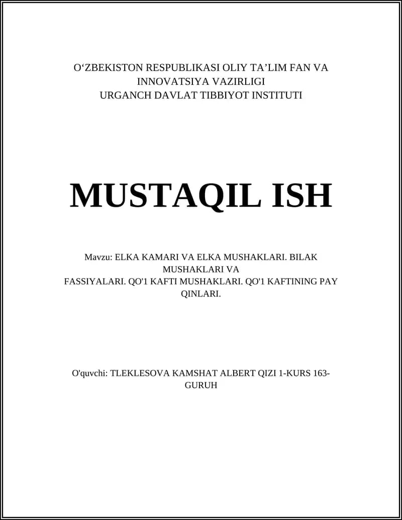 Elka Kamari va Elka Mushaklari