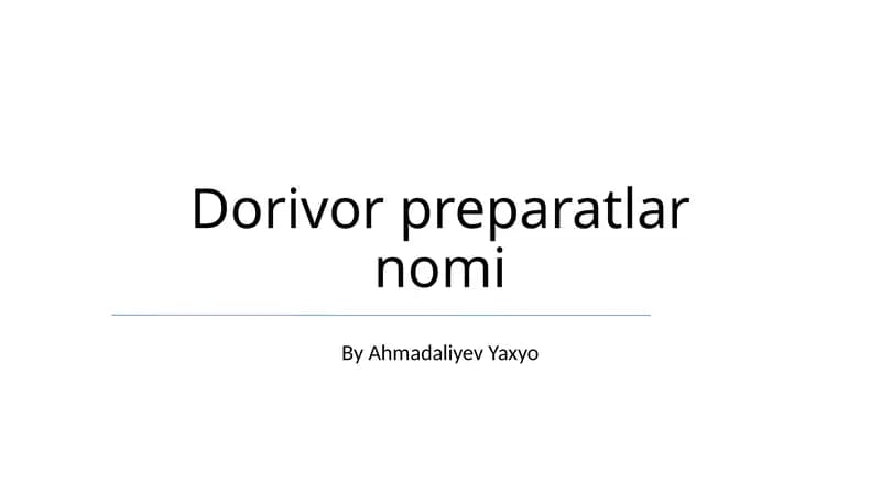 Dorivor preparatlar nomi