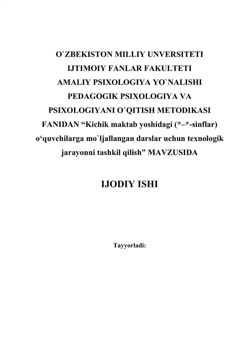 Pedagogik psixologiya va psixologiyani o`qitish metodikasi