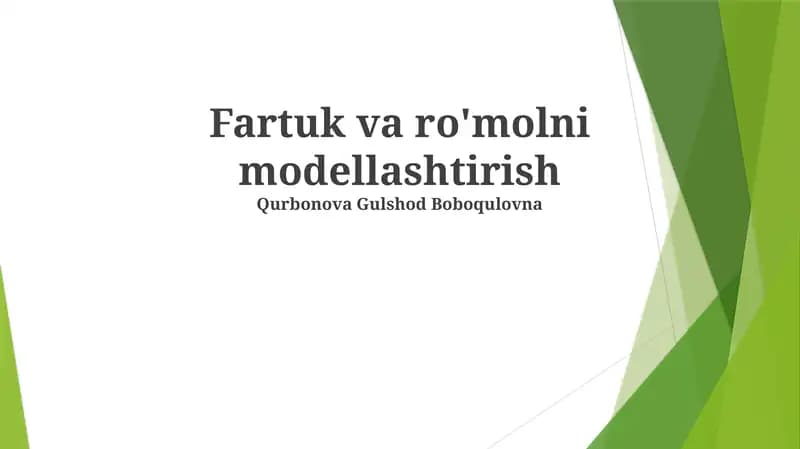 Fartuk va ro'molni modellashtirish