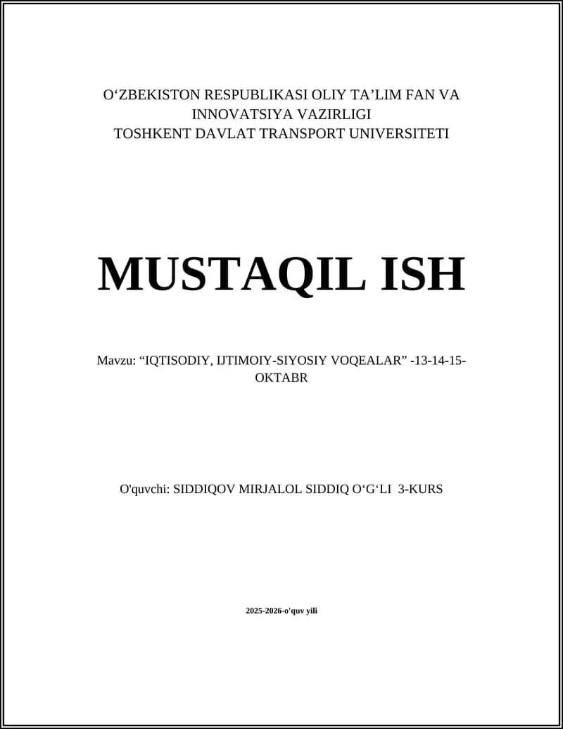 "IQTISODIY, IJTIMOIY-SIYOSIY VOQEALAR"