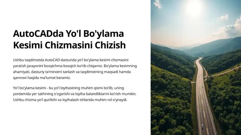 AutoCADda Yo'l Bo'ylama Kesimi Chizmasini Chizish